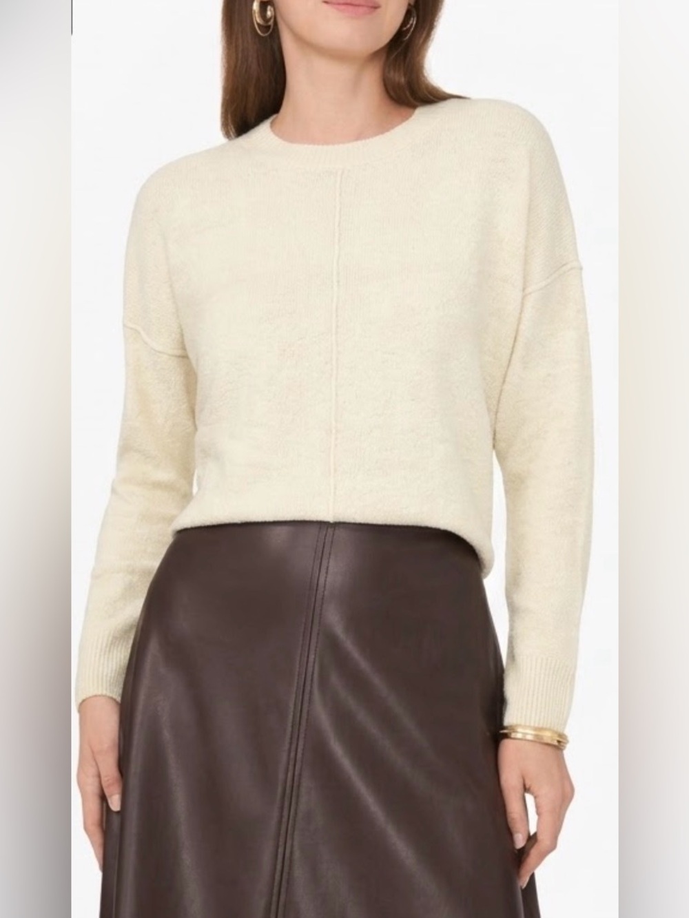 Vince Camuto Women’s Exposed Seam Long Sleeve Crew Neck Sweater Size Small